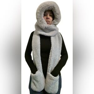 Cozy Gray Hooded Scarf